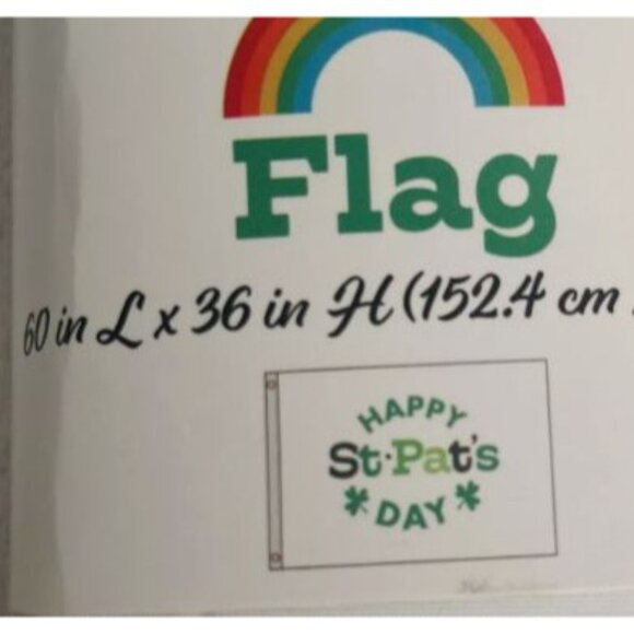 Happy St. Pat's Day Flag 60" L x 36" H Green Shamrocks - Picture 2 of 2